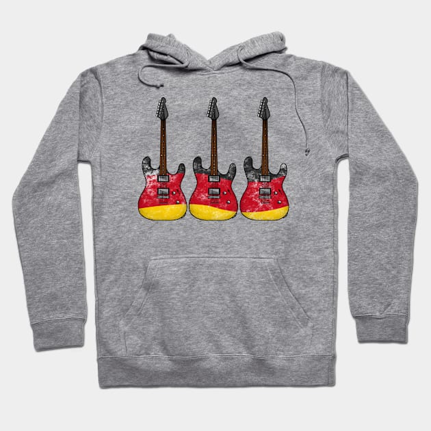 Electric Guitar German Flag Guitarist Musician Germany Hoodie by doodlerob